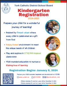 Kindergarten Registrations Begins January 8, 2024