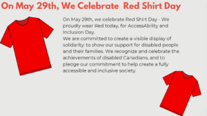 We Celebrate Red Shirt Day on Wednesday, May 29th.